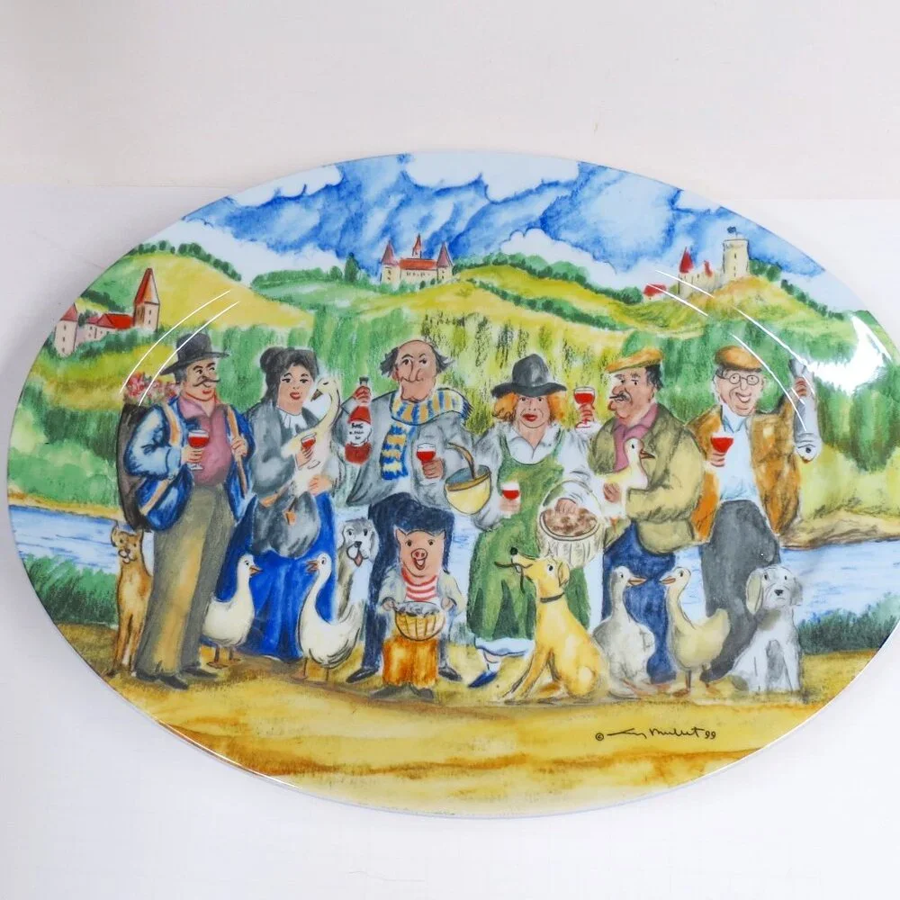 Serving Platter village scene by William Sonoma Porcelain